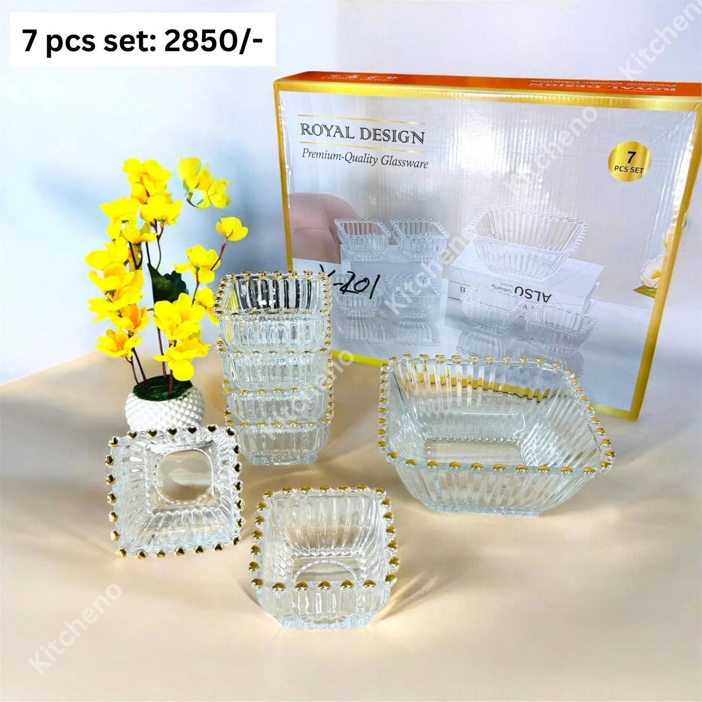 Premium Design Glassware Bowl Set - 7 Pcs
