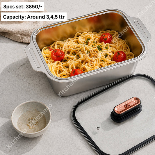3 Pcs Stainless Steel Serving Dish Set