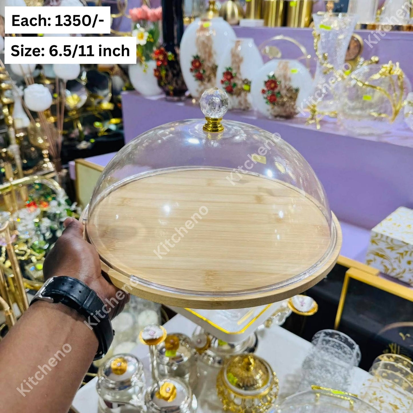 Wooden Cake Stand with Fiber Lid