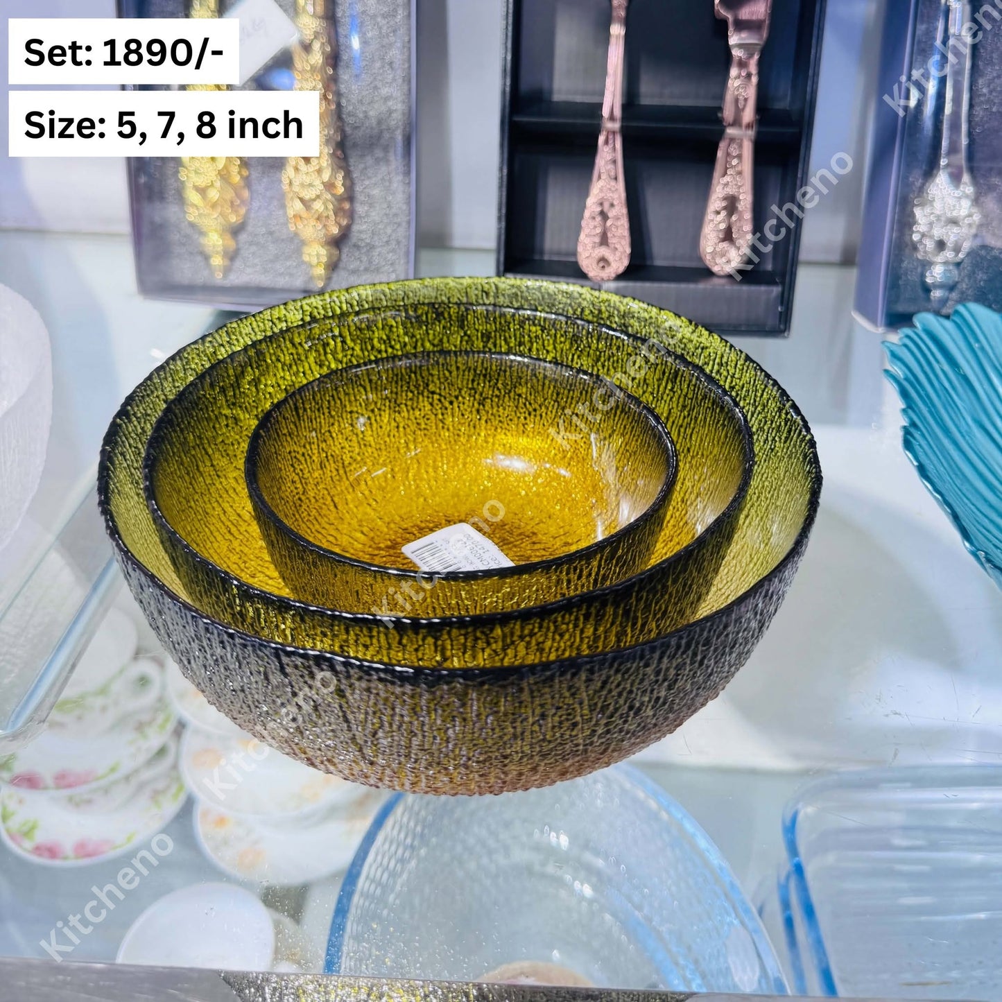 Ombre Colourful Glacier Pattern 3 Pcs Glass Bowl Set