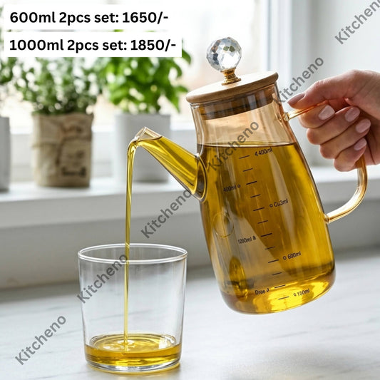 2 Pcs Glass Oil Dispenser Set