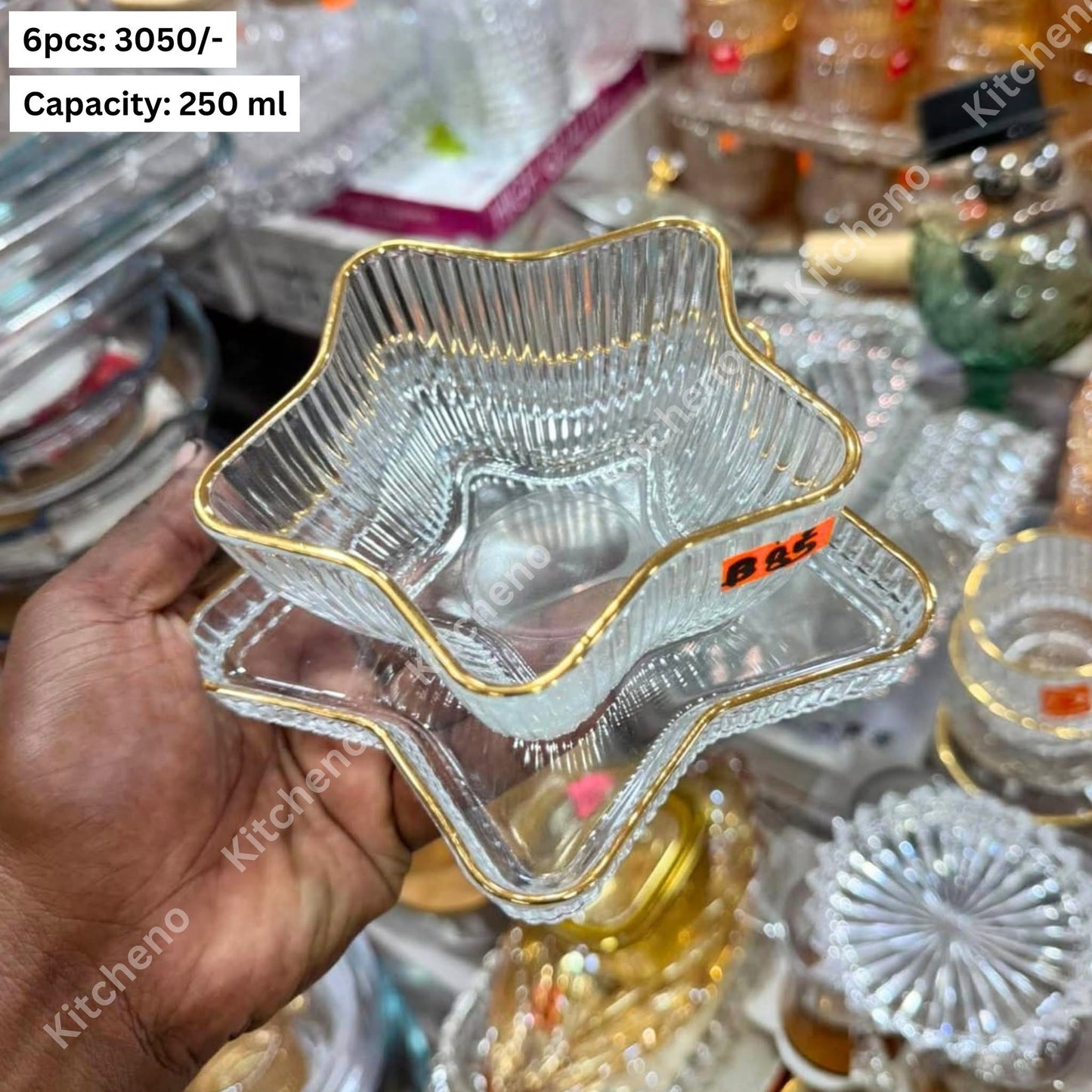 Star Shaped Dessert Bowl Set with Golden Stripe