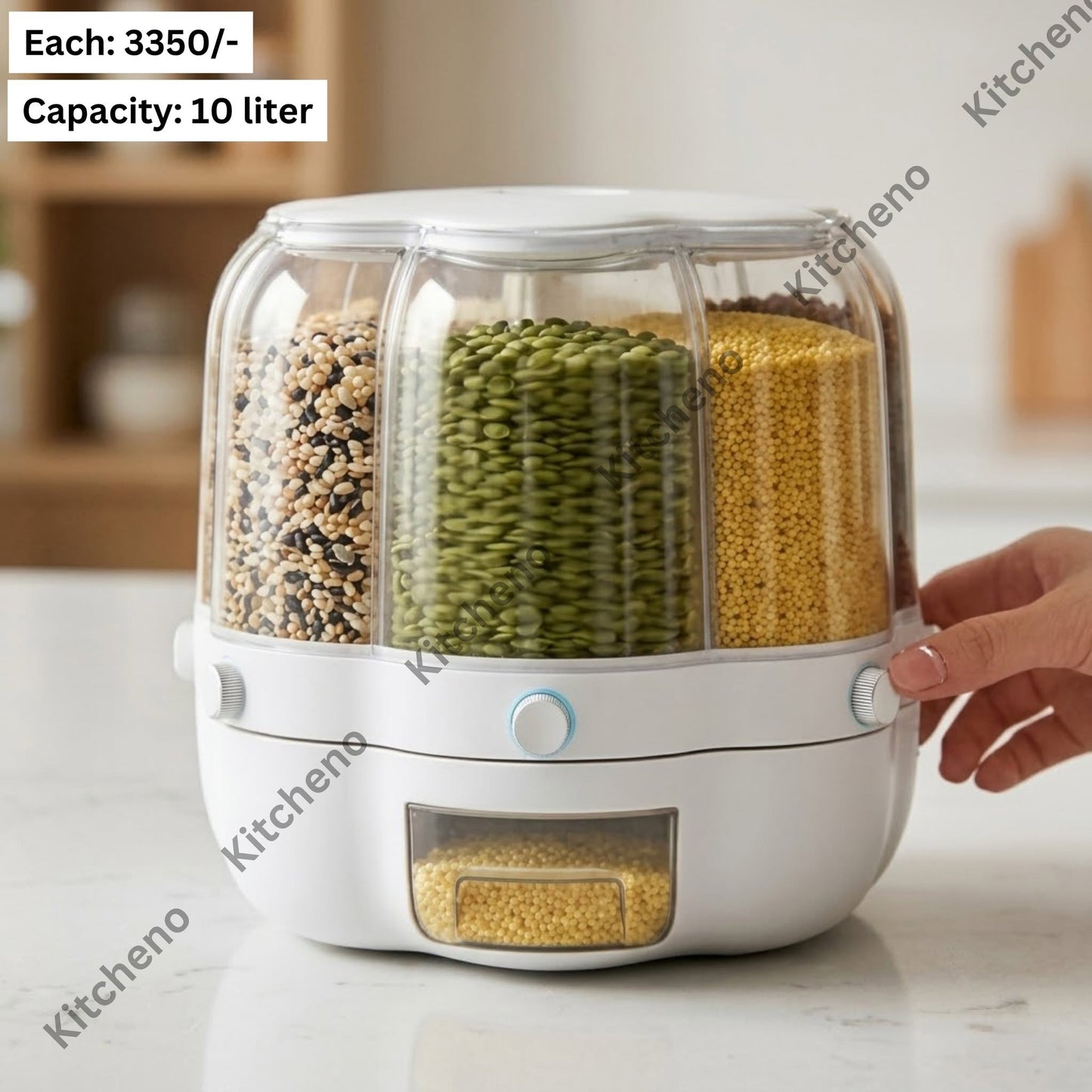 Space-Saving Rotating Grain and Bean Dispenser