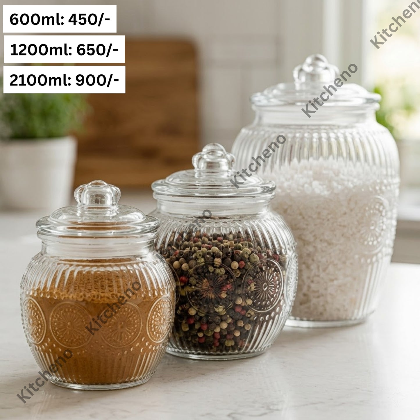 Glass Storage Jars with Lid