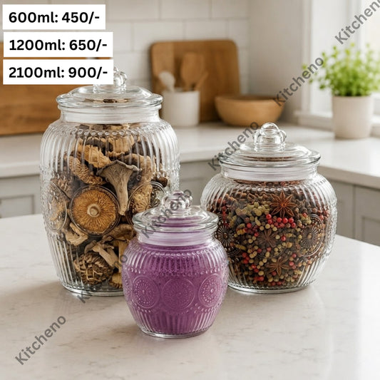 Glass Storage Jars with Lid