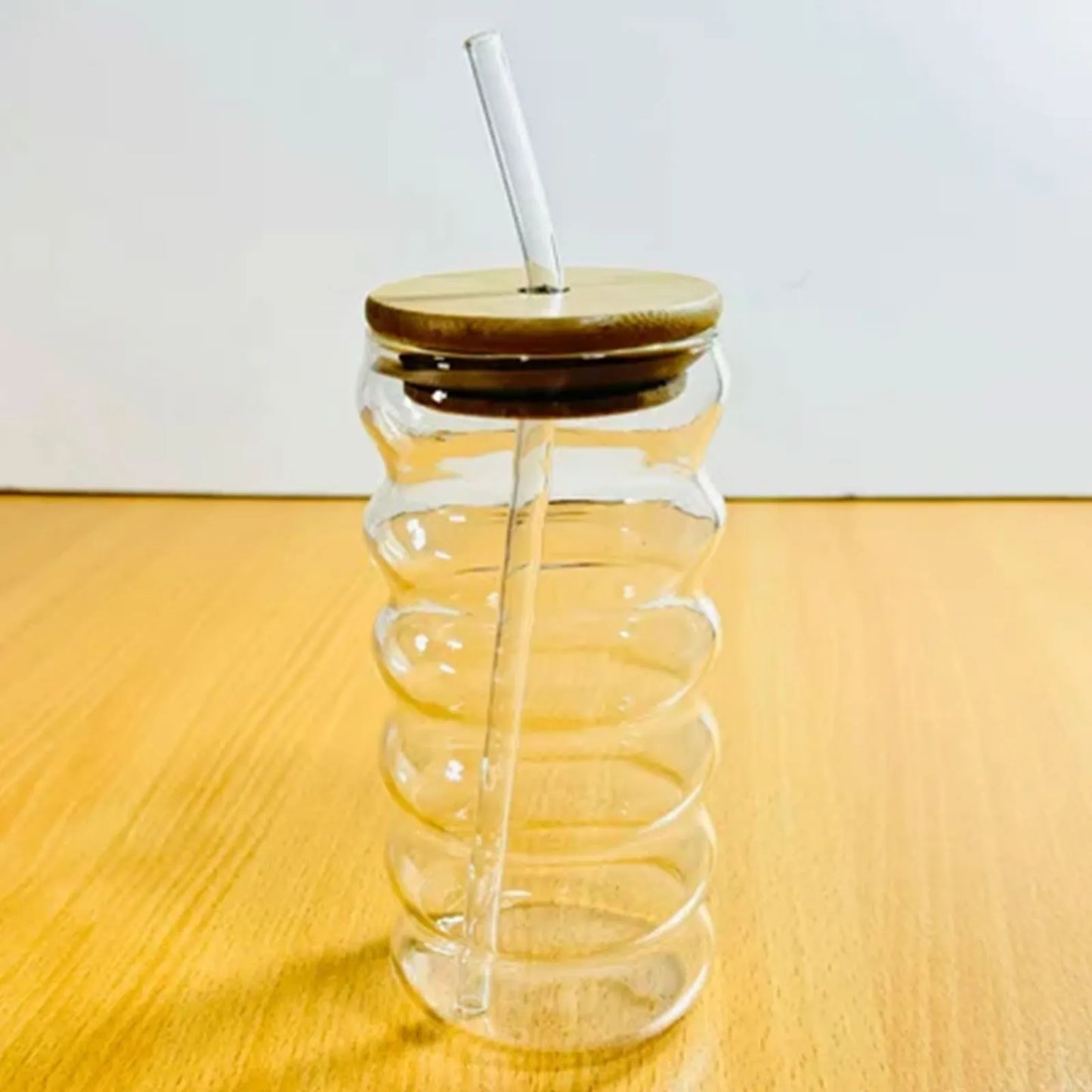 Ripple Glass Drink Pot with Bamboo Lid