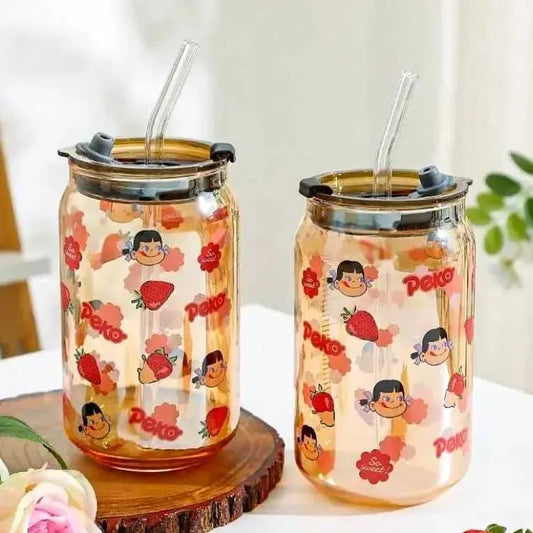 Strawberry (PEKO) Can Shape Glass Juice Pot