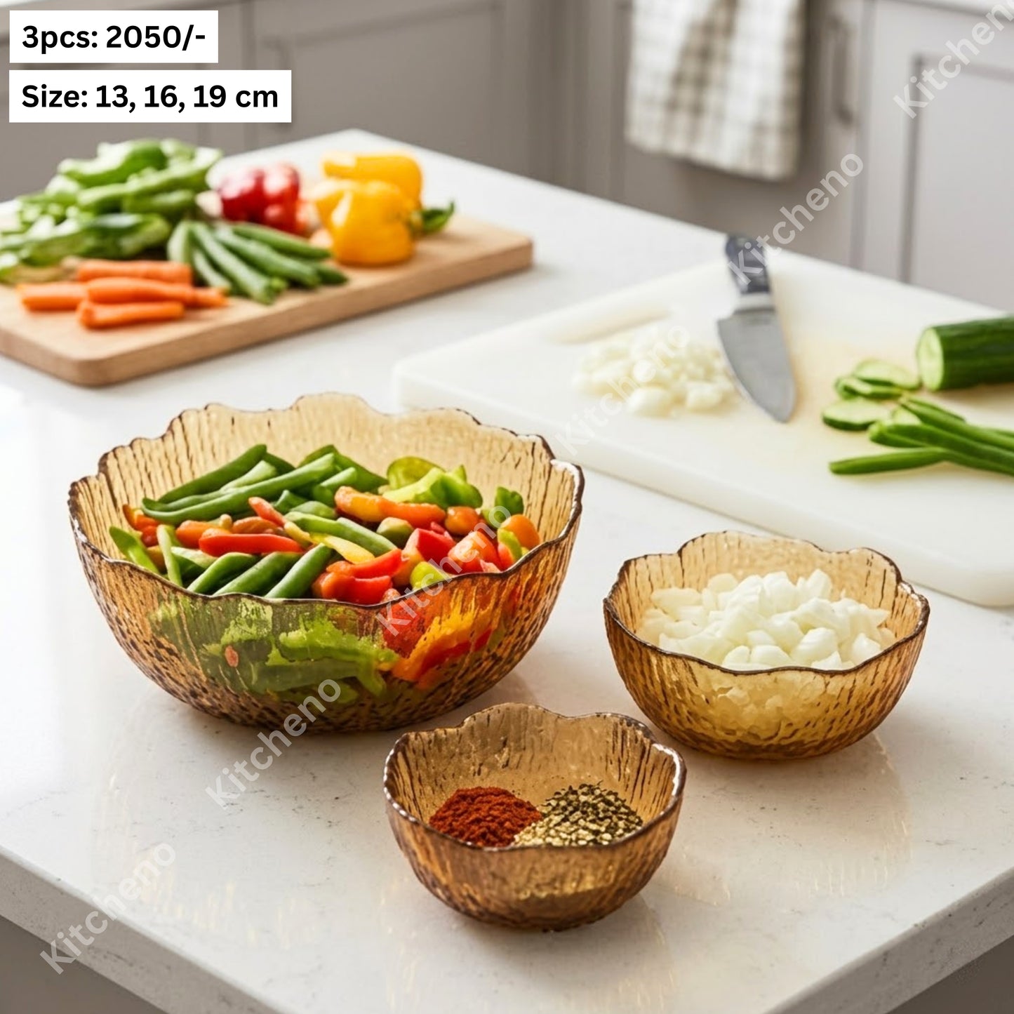 Stylish Amber Patterned Glass Bowl Collection