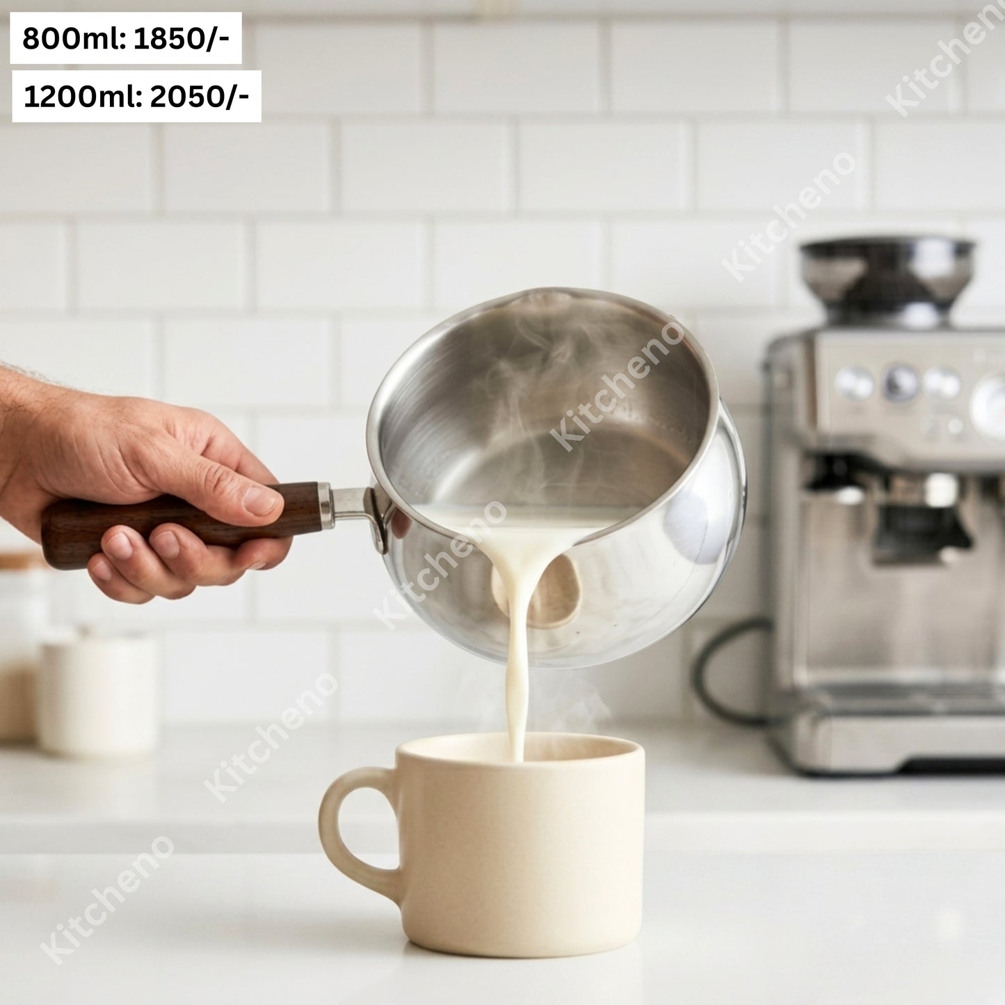 Stainless Steel Saucepan with Lid & Wooden Handle