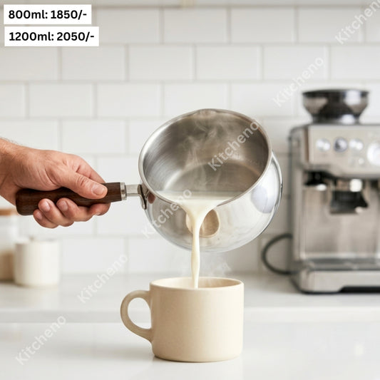 Stainless Steel Saucepan with Lid & Wooden Handle