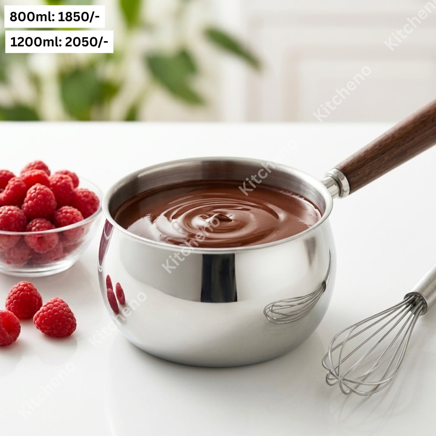 Stainless Steel Saucepan with Lid & Wooden Handle