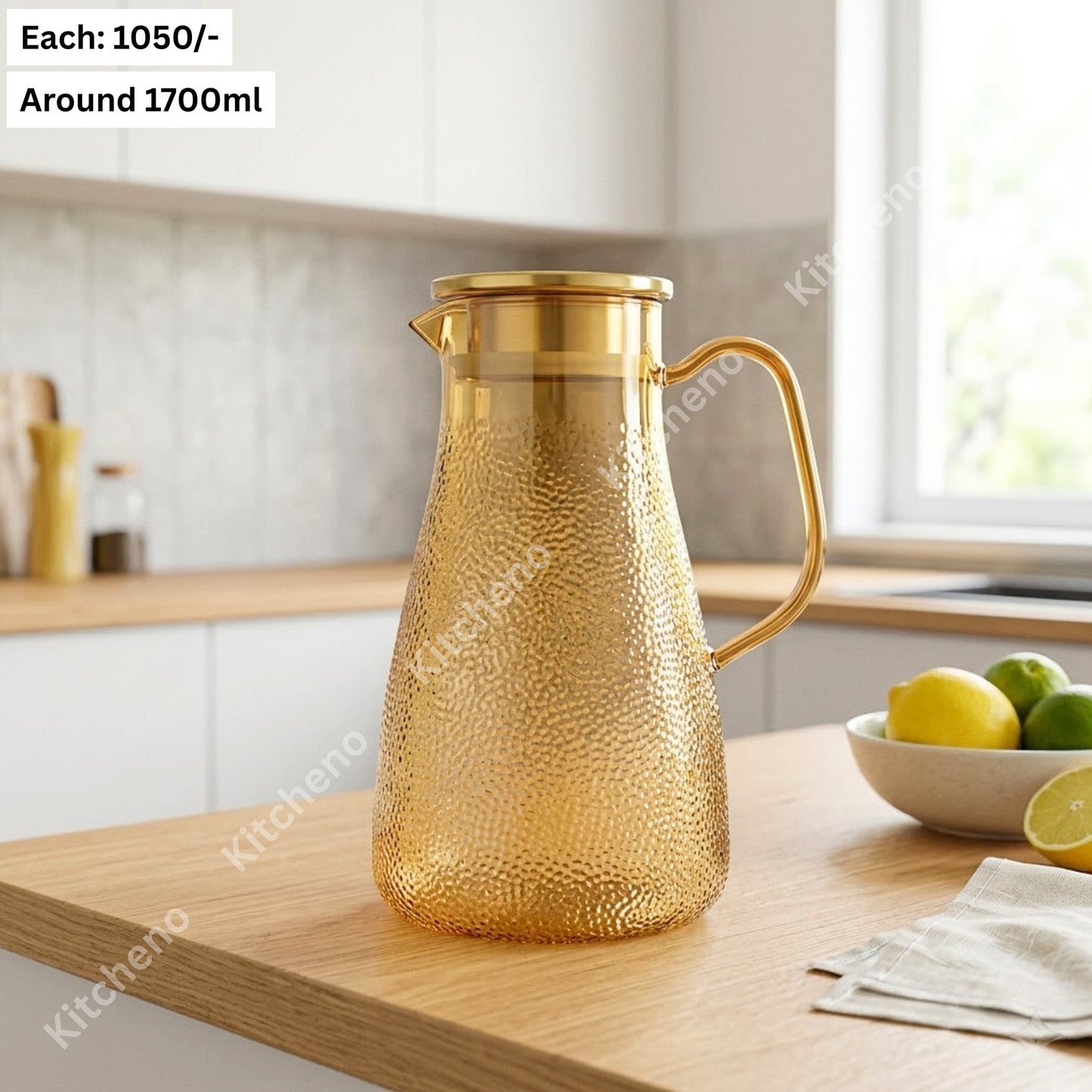 Stylish Clear Acrylic Water & Juice Jug with Stainless Steel Lid