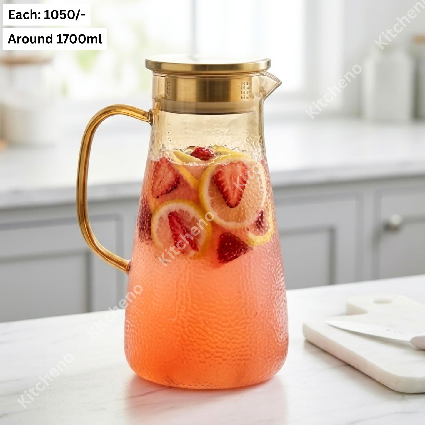 Stylish Clear Acrylic Water & Juice Jug with Stainless Steel Lid