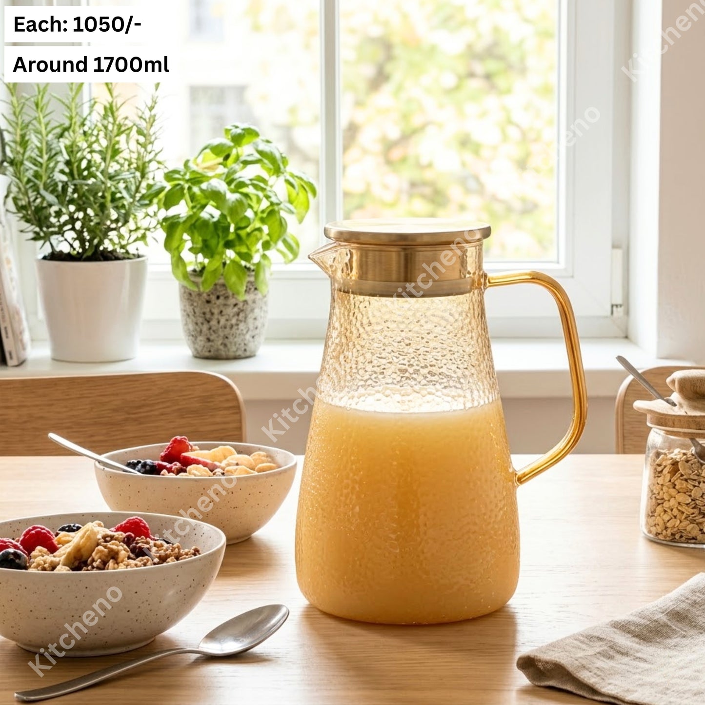 Stylish Clear Acrylic Water & Juice Jug with Stainless Steel Lid