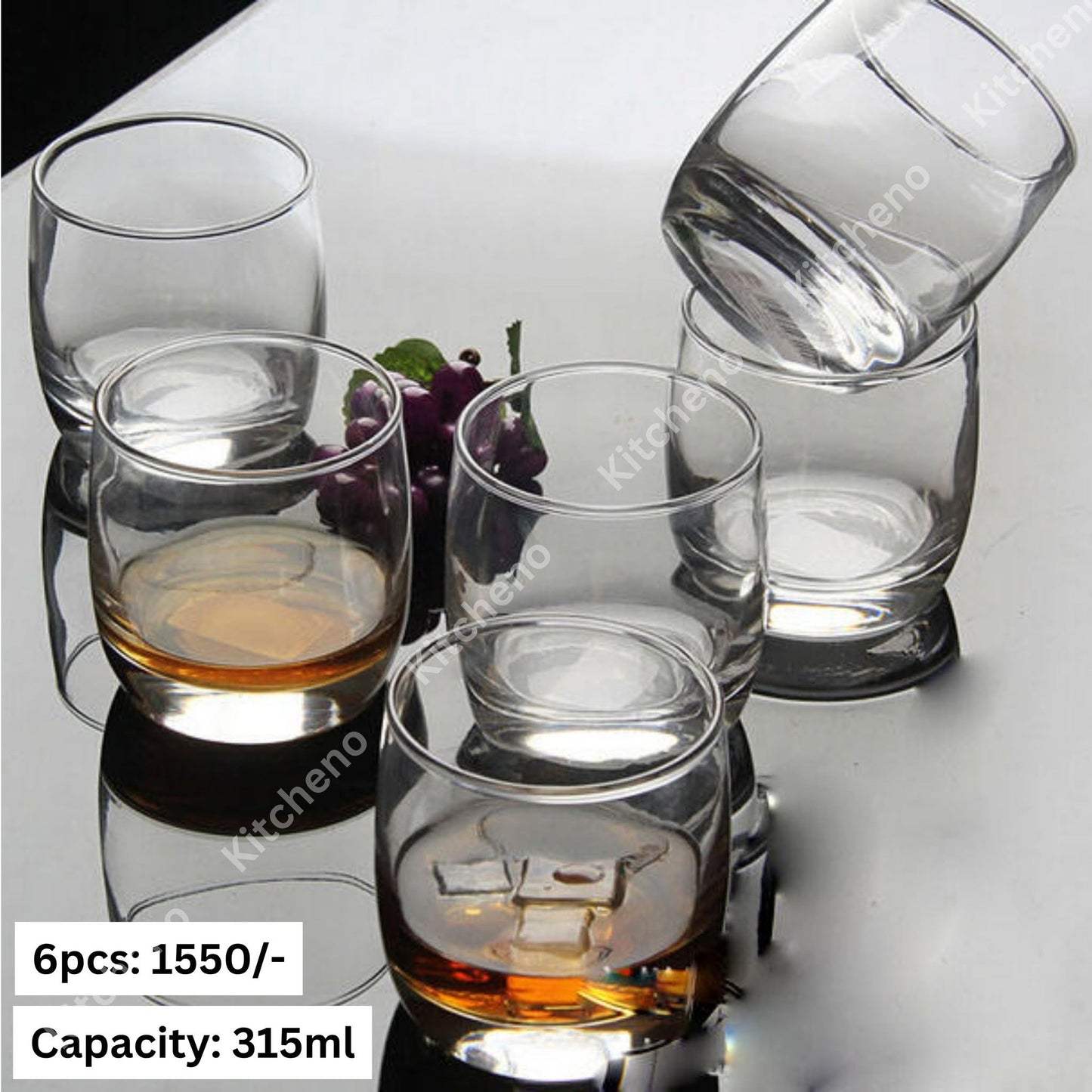 Short Clear Transparent Imported 6 Pcs Welcome Drink & Dessert Serving Glass Set