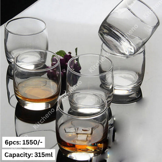 Short Clear Transparent Imported 6 Pcs Welcome Drink & Dessert Serving Glass Set