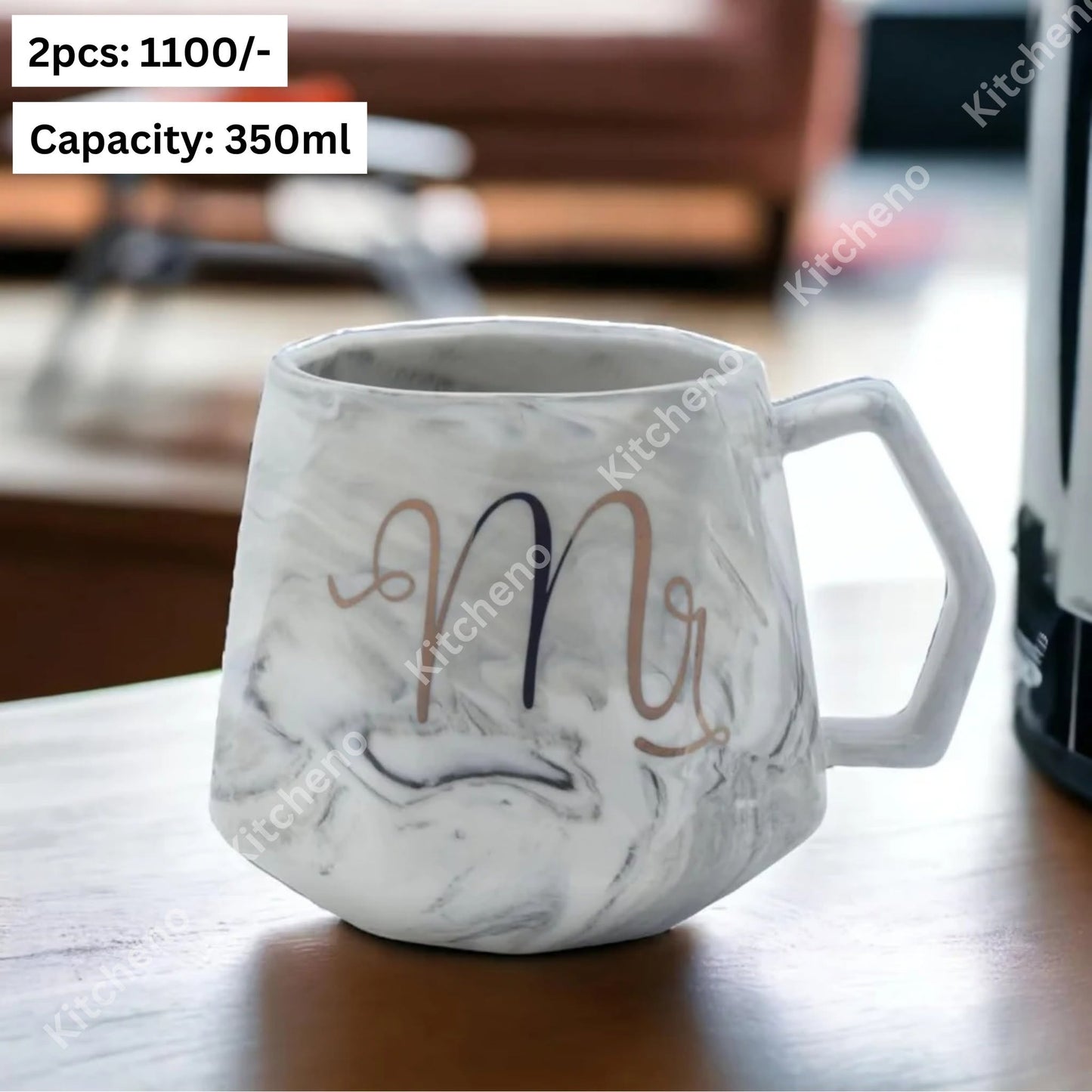 Mr & Mrs Marble Pattern Imported High Quality Ceramic Couple Mug Set