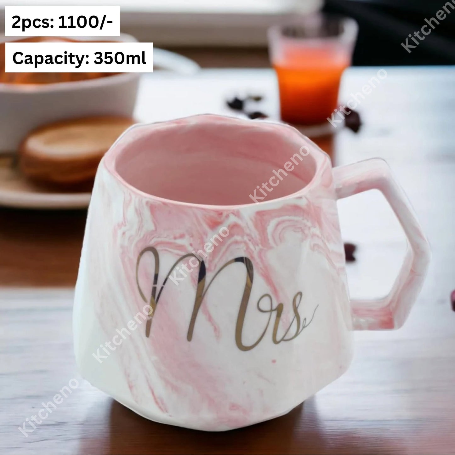 Mr & Mrs Marble Pattern Imported High Quality Ceramic Couple Mug Set