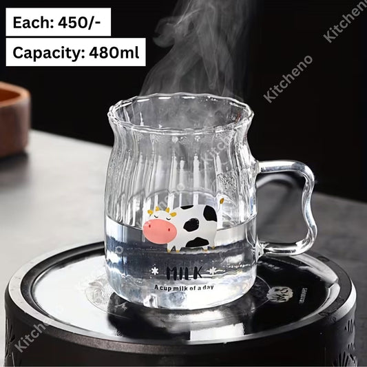 Cow Print Striped Borosilicate Heat Resistant Pitcher Mug