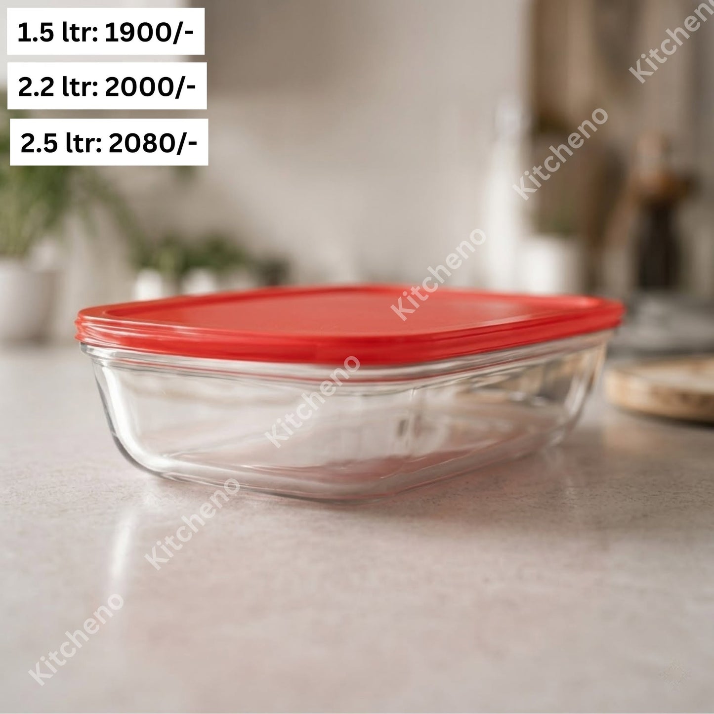 Borosilicate Glass Rectangular Dish with Plastic Lid