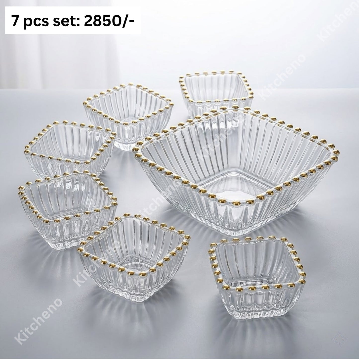 Premium Design Glassware Bowl Set - 7 Pcs