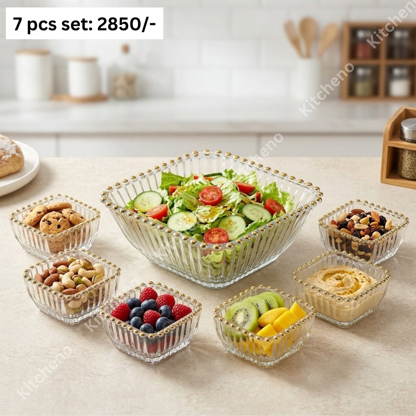 Premium Design Glassware Bowl Set - 7 Pcs