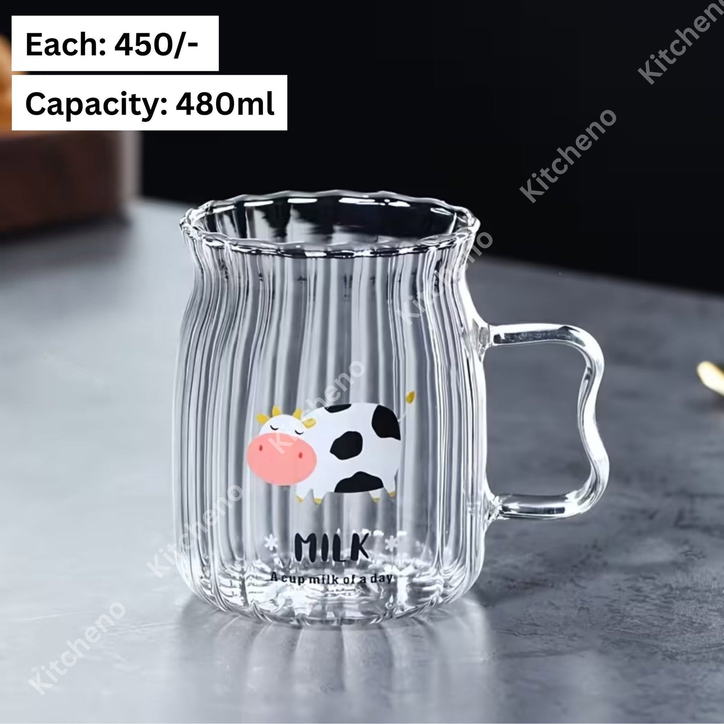 Cow Print Striped Borosilicate Heat Resistant Pitcher Mug
