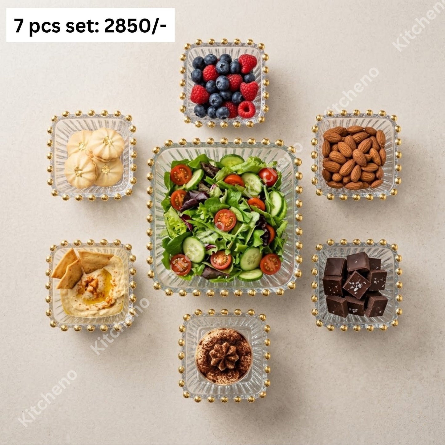 Premium Design Glassware Bowl Set - 7 Pcs