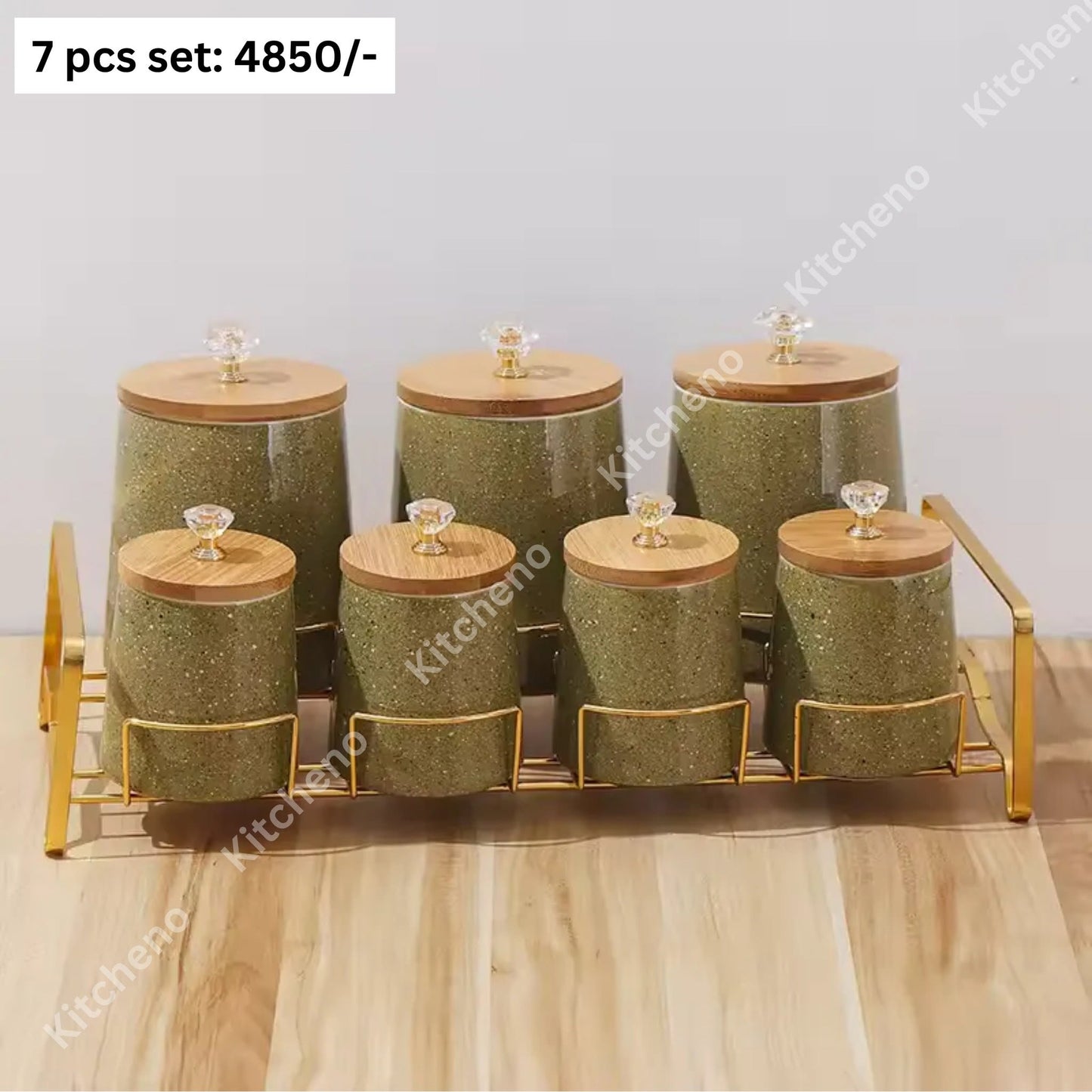 Premium Quality Ceramic 7 Pcs Tea Coffee Sugar Spice Jar Set with
