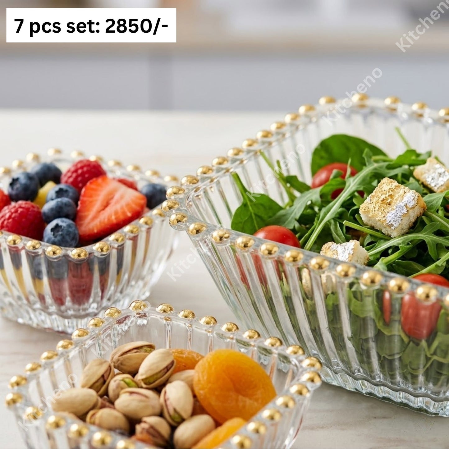 Premium Design Glassware Bowl Set - 7 Pcs
