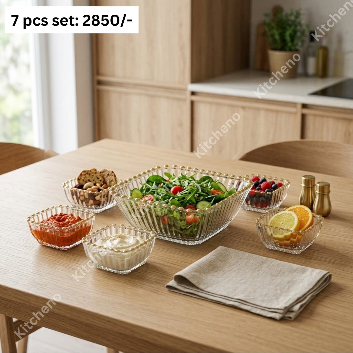Premium Design Glassware Bowl Set - 7 Pcs