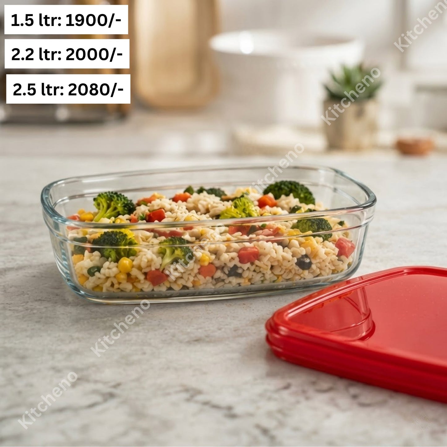 Borosilicate Glass Rectangular Dish with Plastic Lid