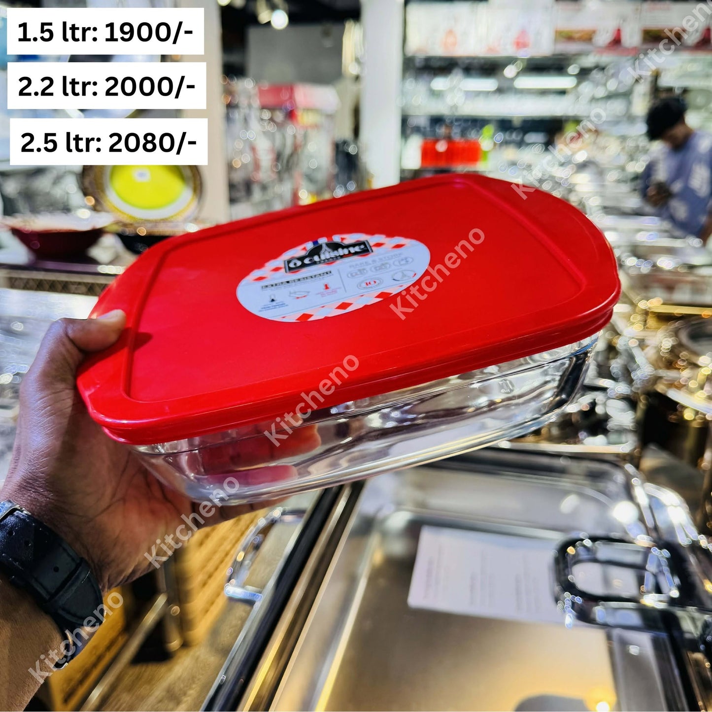 Borosilicate Glass Rectangular Dish with Plastic Lid