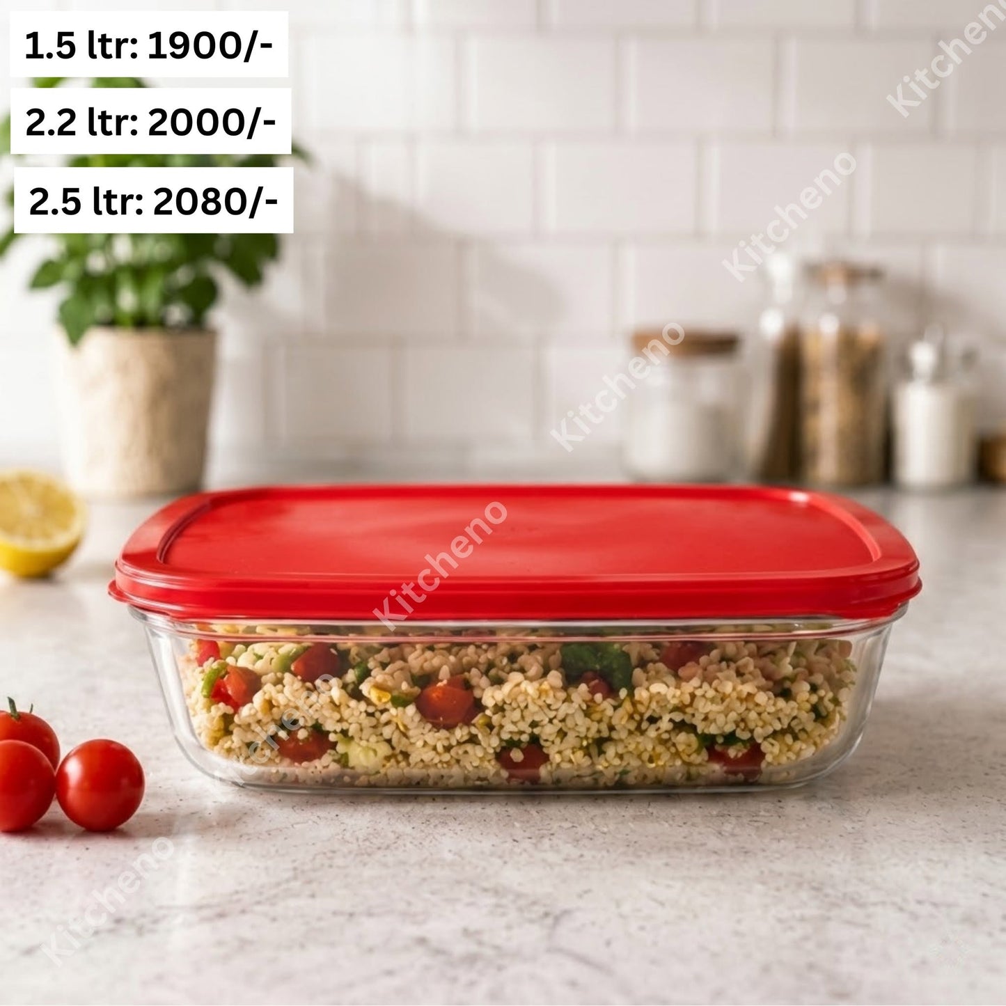 Borosilicate Glass Rectangular Dish with Plastic Lid