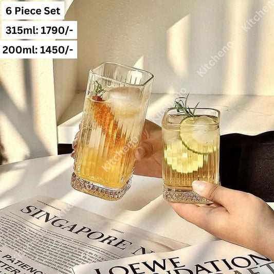 European Style Luxurious Imported Transparent 6 Pcs Glass Set