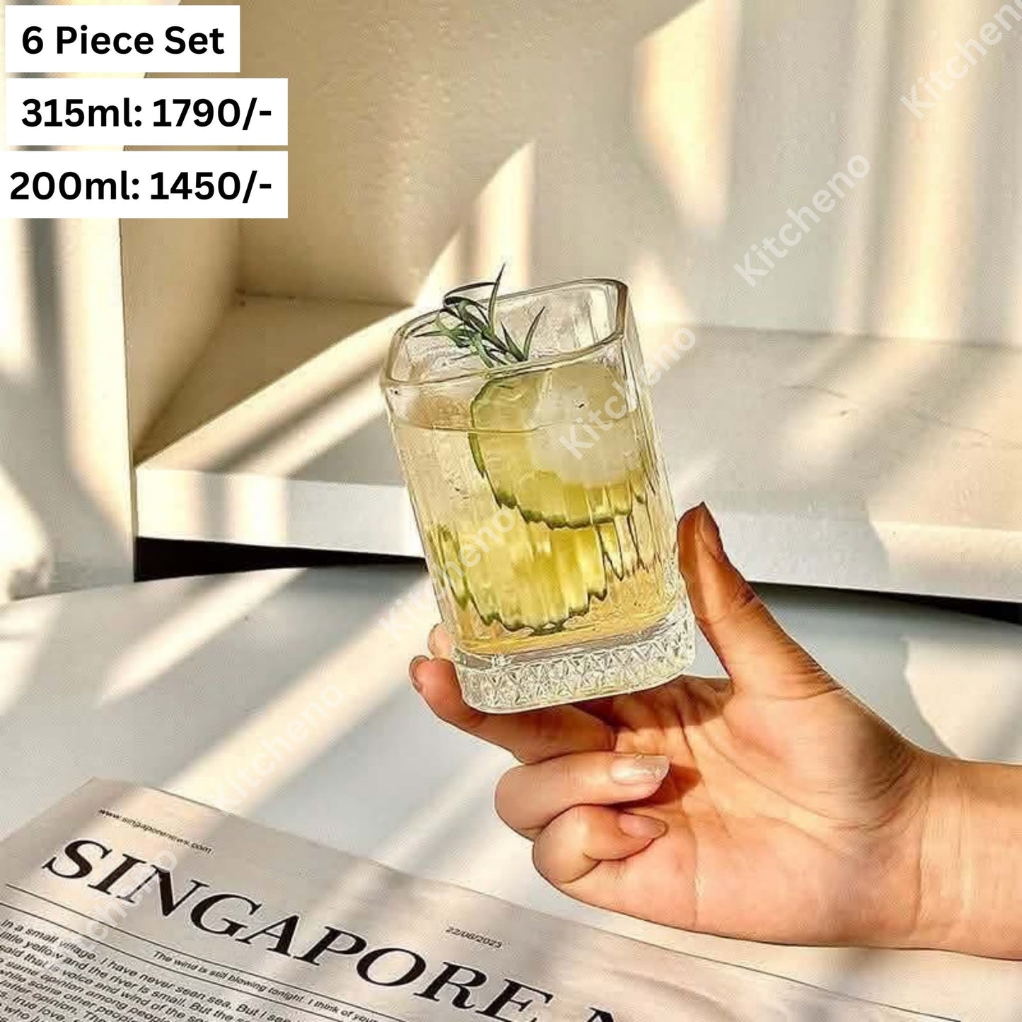 European Style Luxurious Imported Transparent 6 Pcs Glass Set