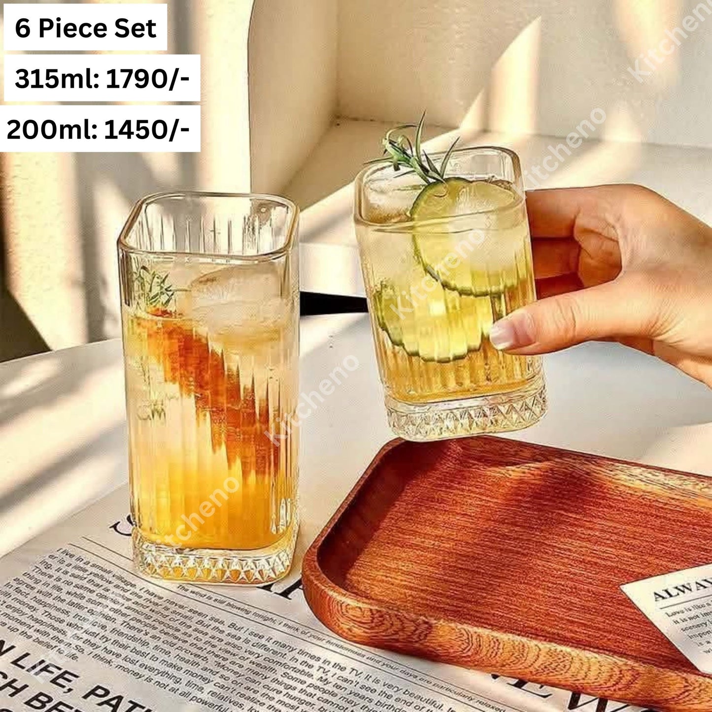 European Style Luxurious Imported Transparent 6 Pcs Glass Set