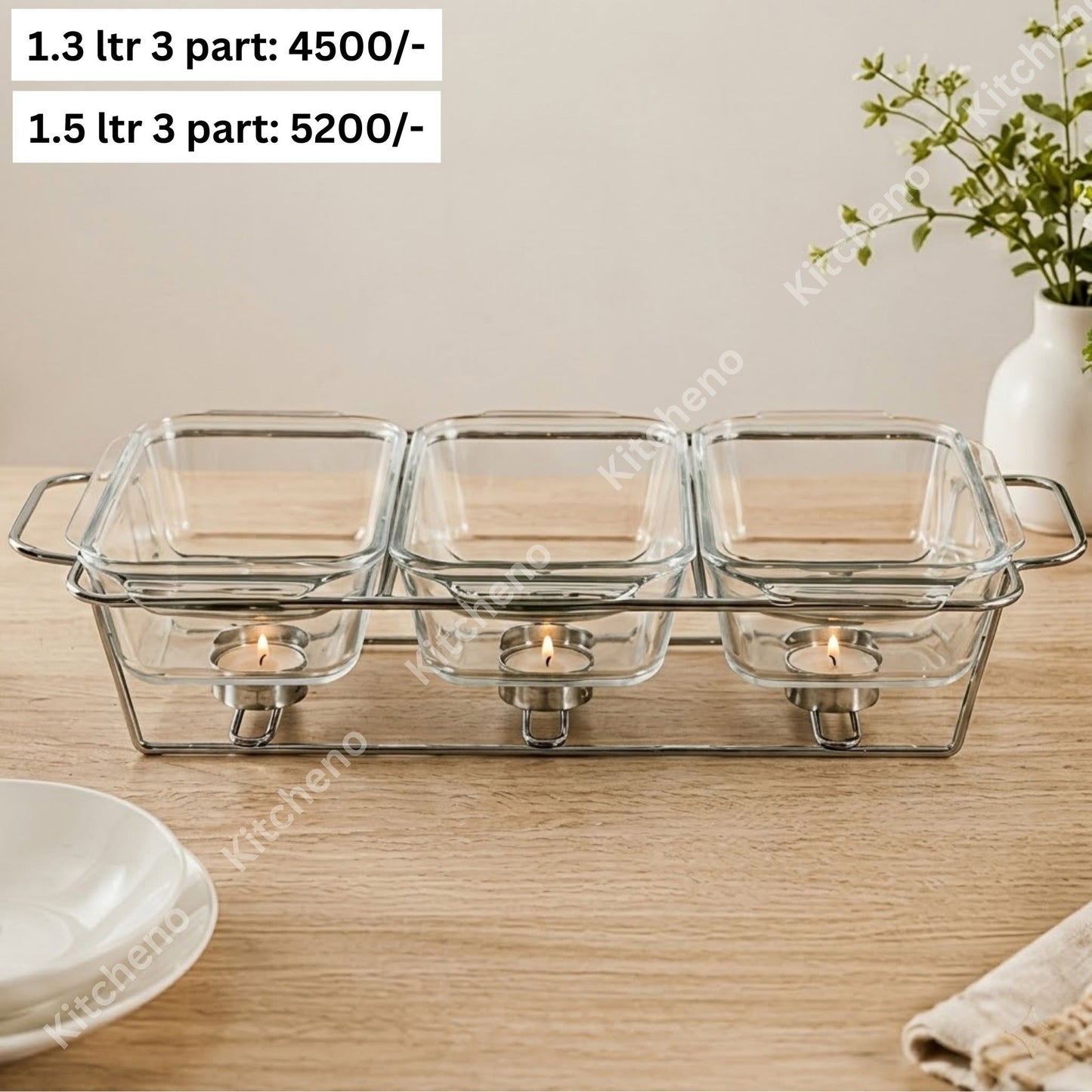 Ovenproof Glass Buffet Dish with Stand