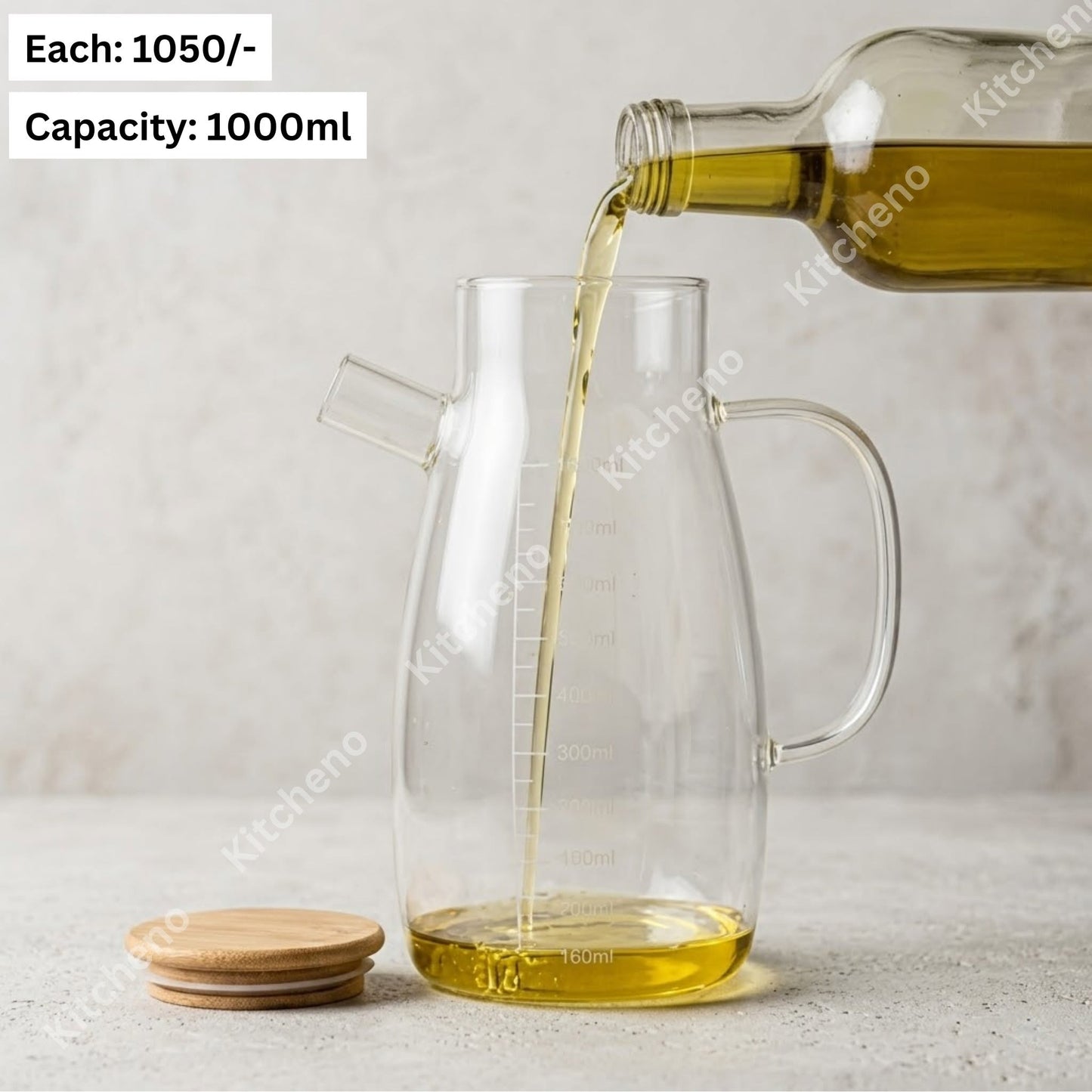 Modern Glass Oil Pot with Easy Pour Spout