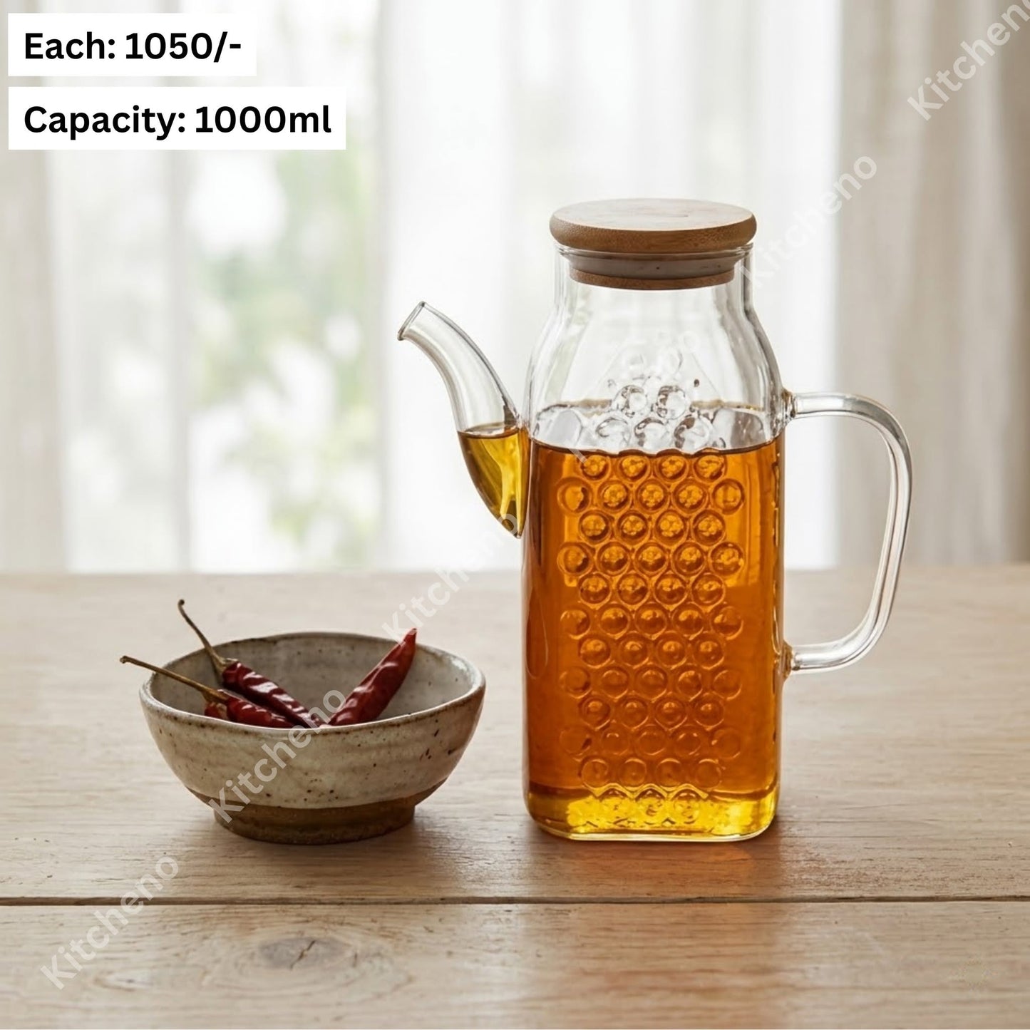 Modern Glass Oil Pot with Easy Pour Spout