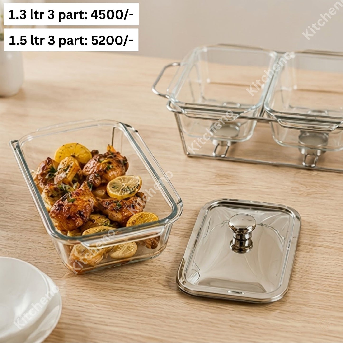 Ovenproof Glass Buffet Dish with Stand