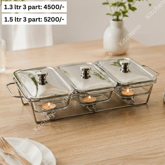 Ovenproof Glass Buffet Dish with Stand