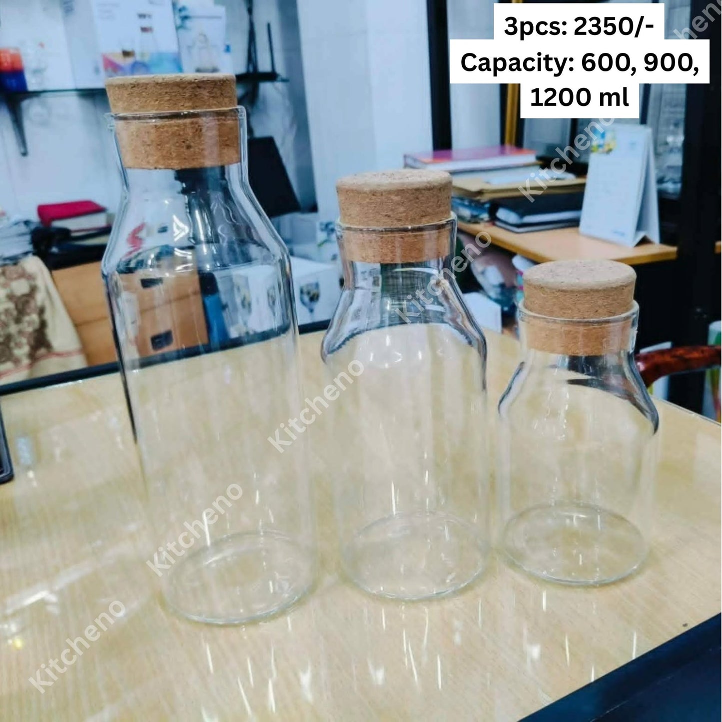 Imported Borosilicate Heat Resistant 3 Pcs Jar Set