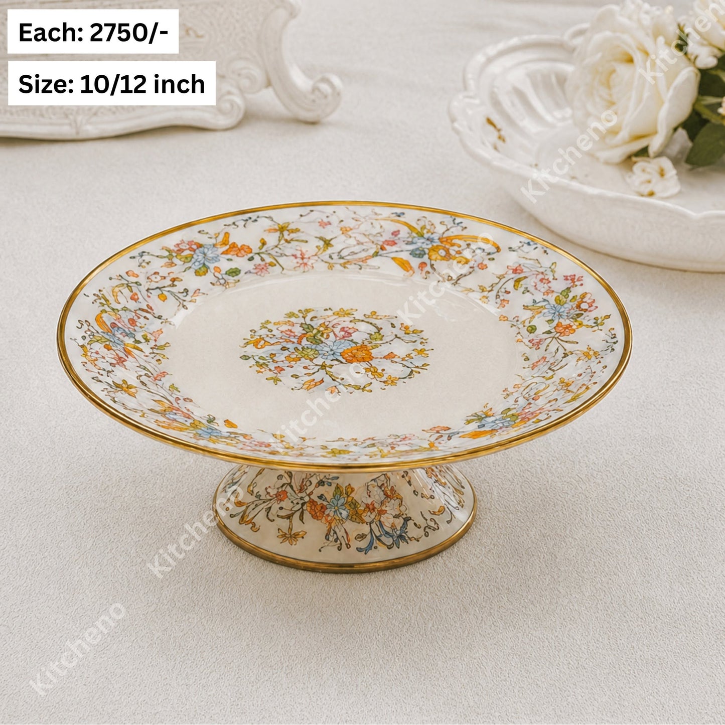Enamel Cake Stand with Dome Shaped Acrylic Cover