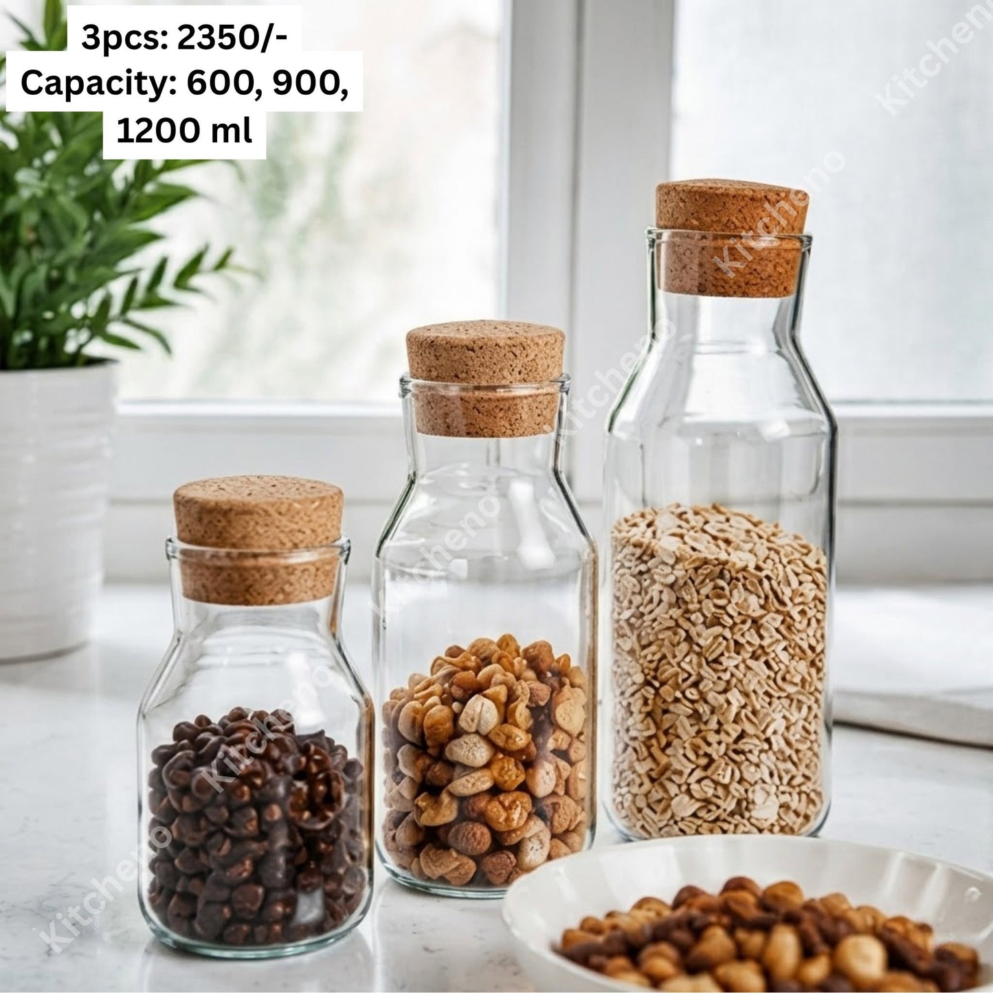 Imported Borosilicate Heat Resistant 3 Pcs Jar Set