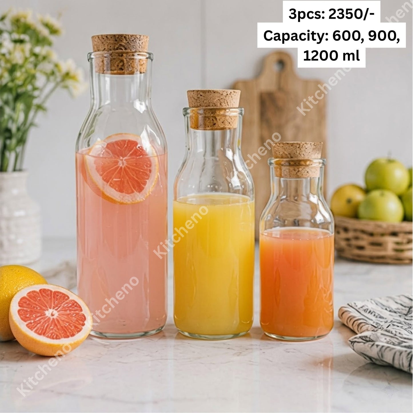 Imported Borosilicate Heat Resistant 3 Pcs Jar Set