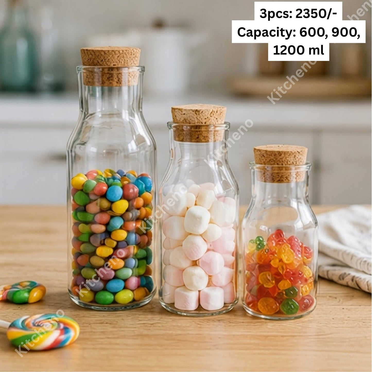 Imported Borosilicate Heat Resistant 3 Pcs Jar Set