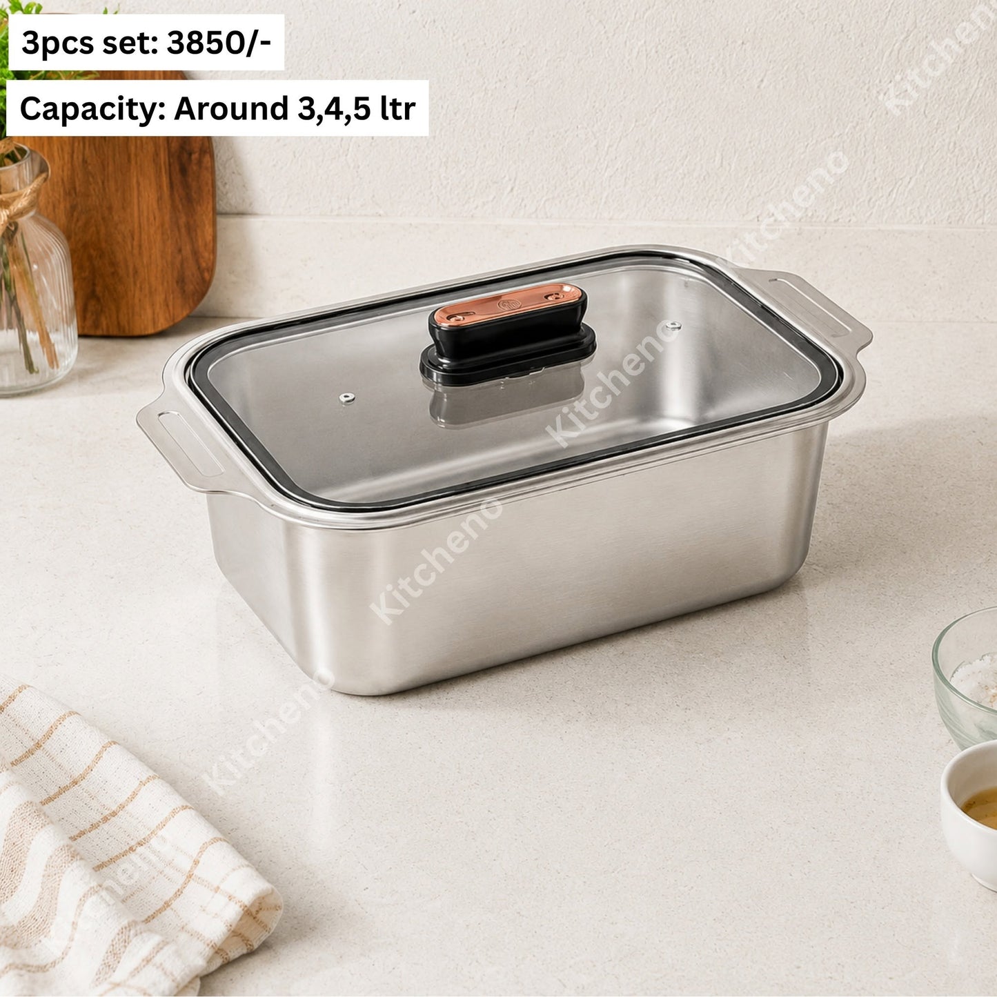 3 Pcs Stainless Steel Serving Dish Set