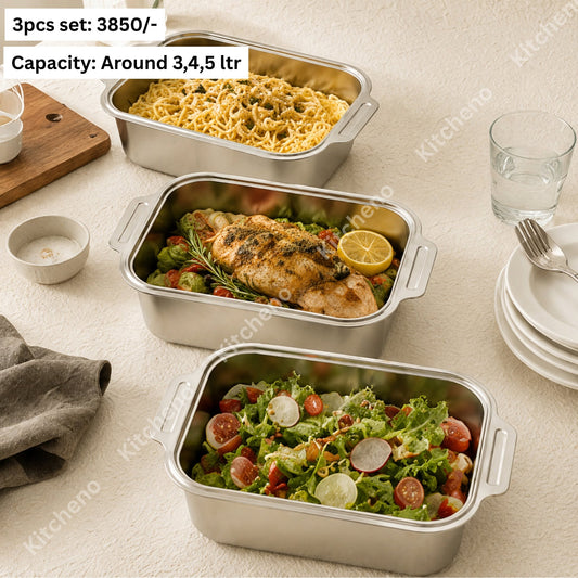 3 Pcs Stainless Steel Serving Dish Set