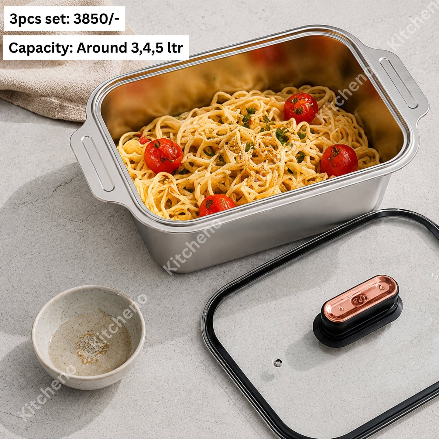 3 Pcs Stainless Steel Serving Dish Set